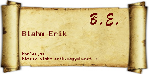 Blahm Erik névjegykártya